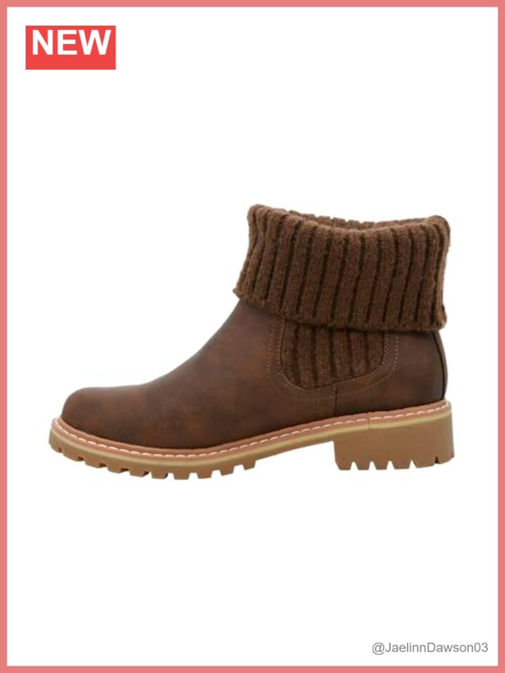 Women's Ankle Boots Faux Leather Lug Sole Pull-On Slip-On
